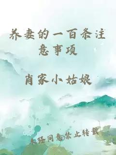 養(yǎng)妻的一百條注意事項(xiàng)